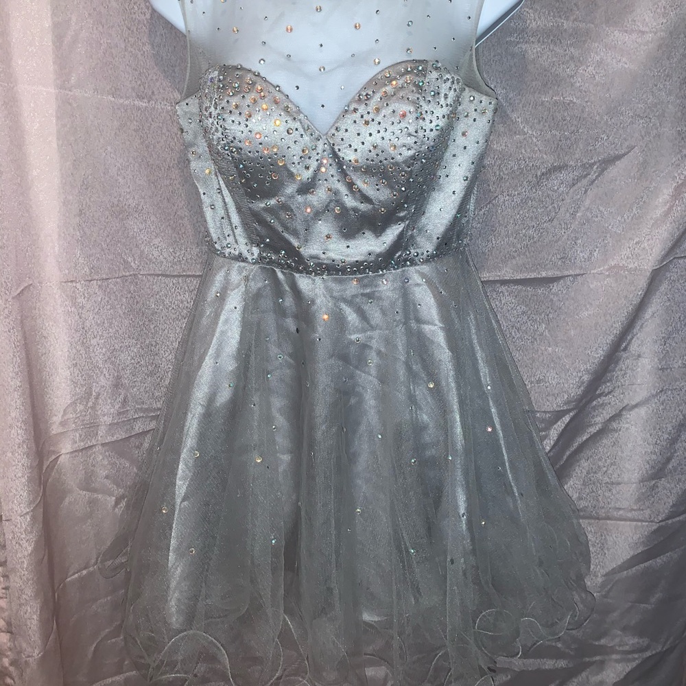 Tulle mini dress with iridescent jewels